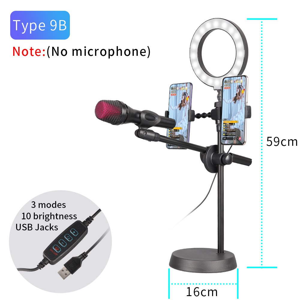 TKL Desk Cell Phone Holder Aluminum Phone holder microphone stand for iPhone Android Smartphone: Type 9