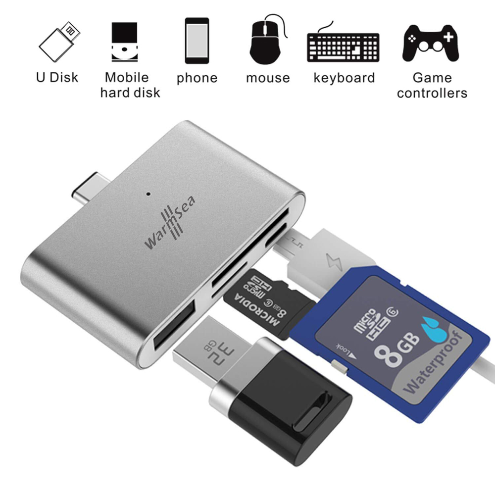 Usb type c kortlæser usb c hub thunderbolt 3 adapter usb-c til usb otg tf sd micro usb til macbook pro samsung  s10 s9 s8 huawei