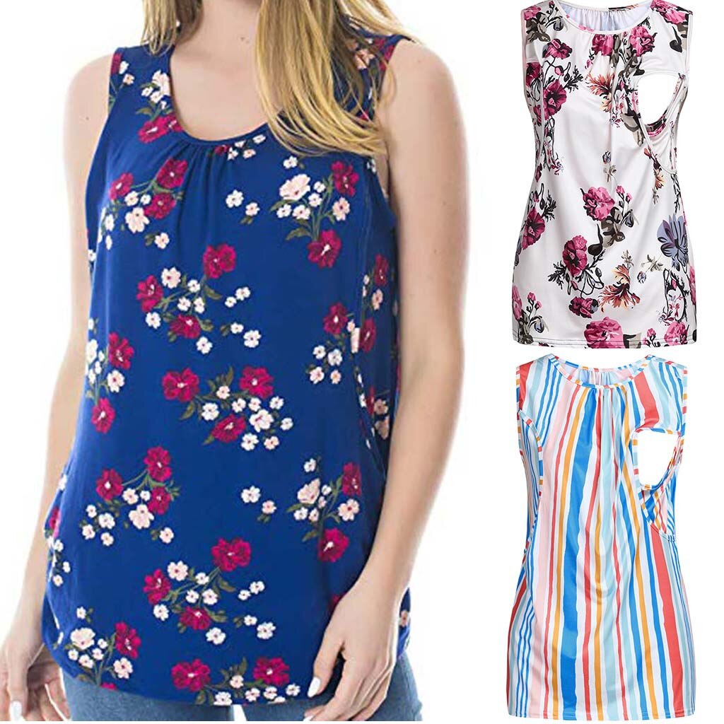 Zomer Mode Vrouwen Moederschap Bloemen Gedrukt Verpleging Shirts Tops Borstvoeding Zwangerschap Kleding Blusa De Lactancia