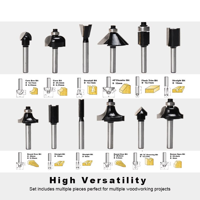 12 sztuk frezowanie nóż robić drewna frezy 6mm przyrząd robić cięcia drewna s frez wiertła robić drewna frez przyrząd robić cięcia drewna 6mm