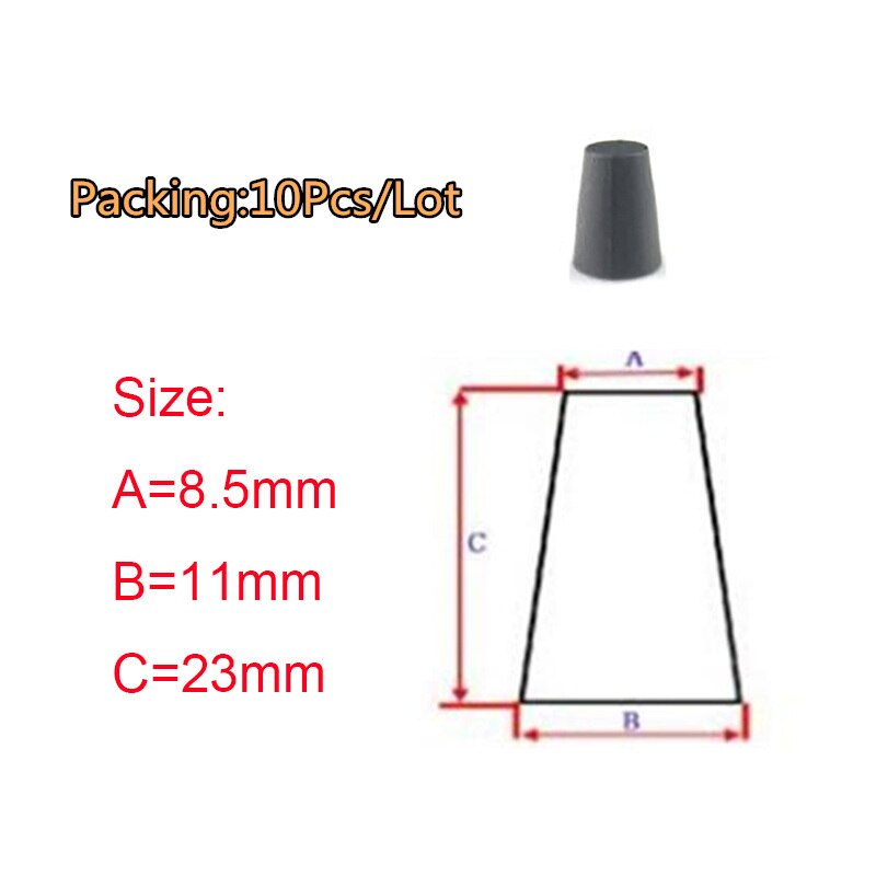 Black Stoppers Sealing End Cover Caps /High Temp Bungs /Conical Silicone Rubber Plug /Flask Tapered Tube /Masking Hole Stopper: 8.5x11x23mm-10PCS