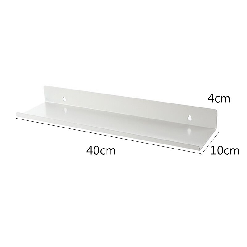 One-word Partition Shelf Nordic Modern Simple Home Decoration Living Room Bedroom Bathroom Wall Hanging Free Punch Display Stand: White 40x10x4cm