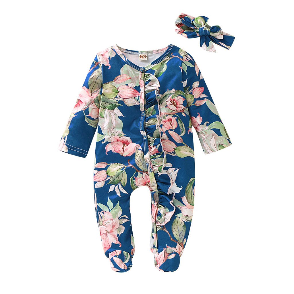 Spring Autumn Baby Boy Girl Hooded Floral Print Ro... – Grandado