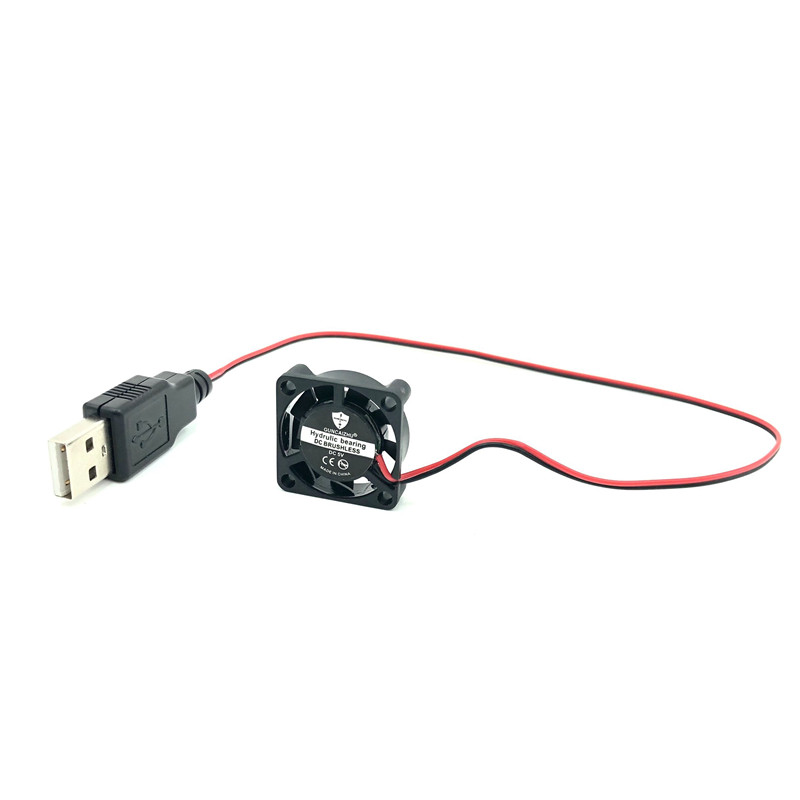 GUNCAIZHU 25mm Brushless Cooling Fan 12V 5V DC Mini Fan Cooler high speed 11870RPM 2.5cm micro fan heatsink 2507 25x25x7mm: 5V with USB 25cm