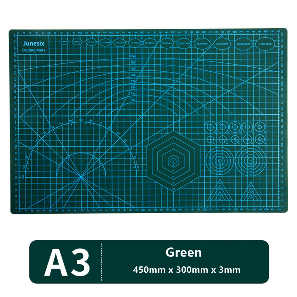 A3 A4 A5 Double Face PVC Tapis De Coupe Auto-Guérison Compatible Lame Rotative Marteau Trou Poinçons ARTISANAT CUIR BRICOLAGE Outils De Couture: A3 Green