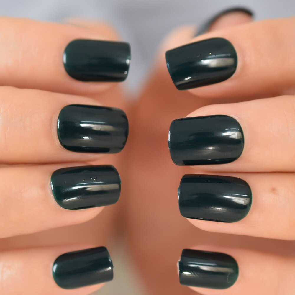 Faux Ongles à pression, brillant, haute luminosité, couverture complète, gris clair, couleur unie, manucure, avec onglets de colle: L6000