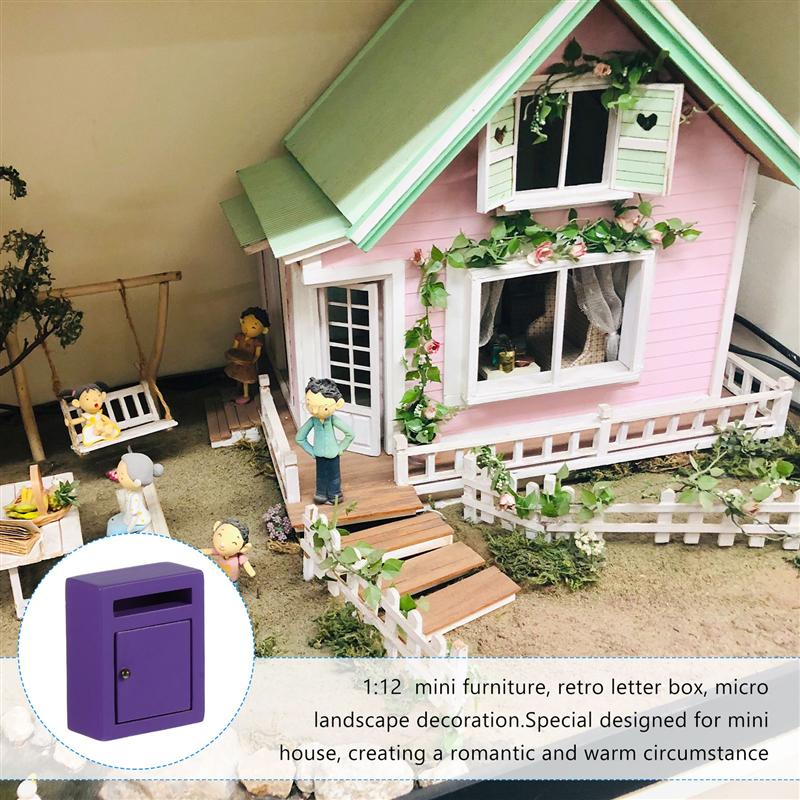 Mini House Simulation Vintage Mailbox Miniature Toy Mini Wooden Furniture