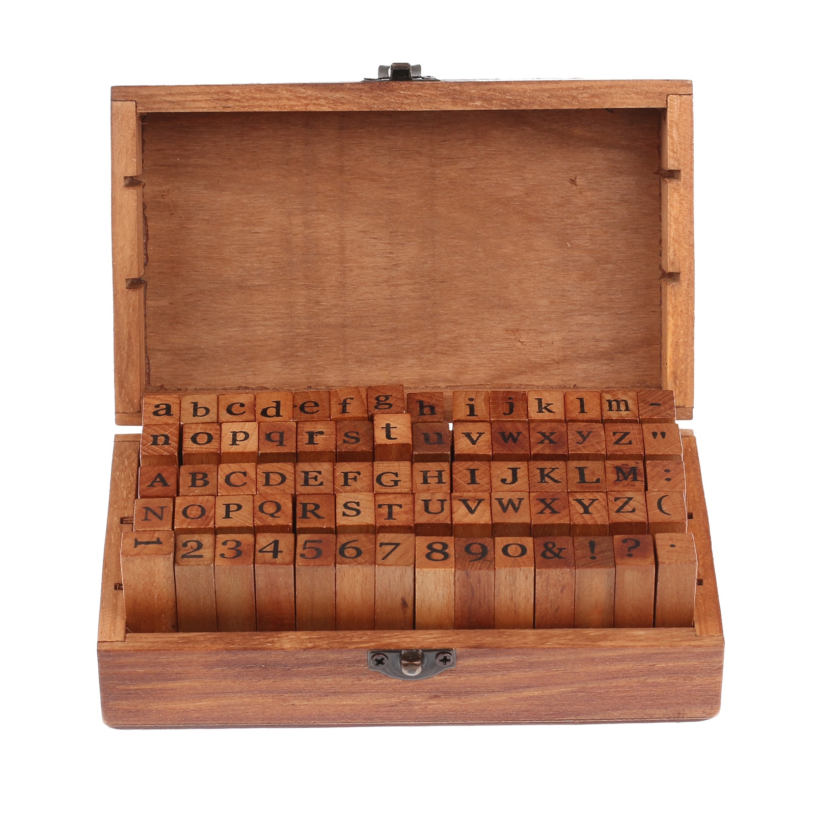 70 stk. brevforsegling diy brev alfabet stempel vintage lære træ alfabet og nummer frimærker sæt med mørkebrun trækasse