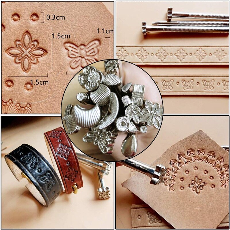 BEST22 Pieces Leather Tool Kit with Leather Stamping Tools Leather Craft Set Leather Working Hammer for Leather Craft DIY Leathe