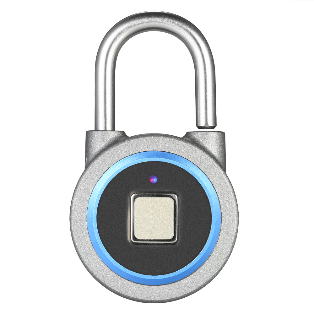 Fingeraftryk smart nøglefri lås vandtæt app kontrol låse tyverisikring hængelås dør bagage sag lås til android ios-system: Himmelblå