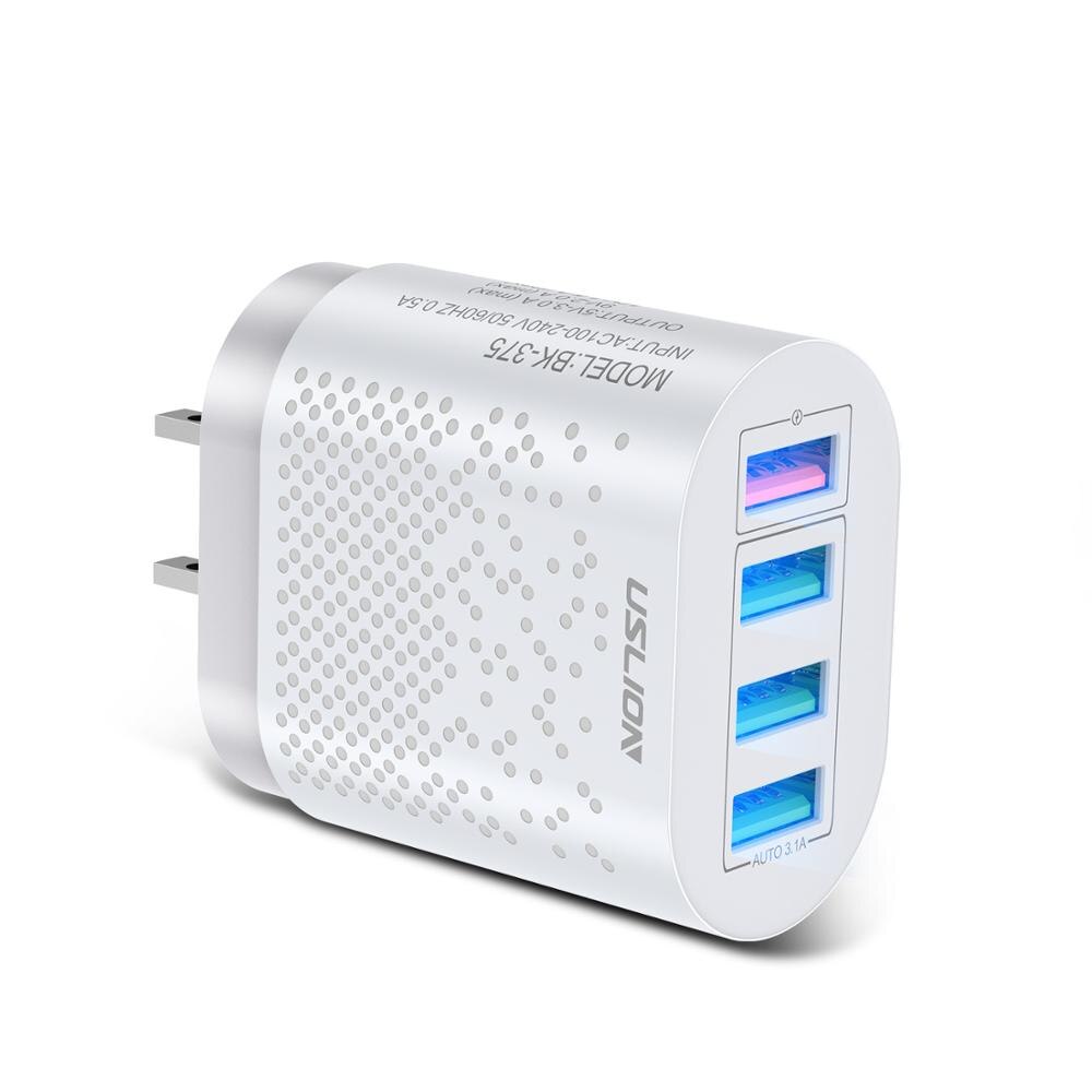 EU US charger 40W 3A Charger USB fast charging source adapter multi-function universal charging head Eurometer standard: WHITE --- US