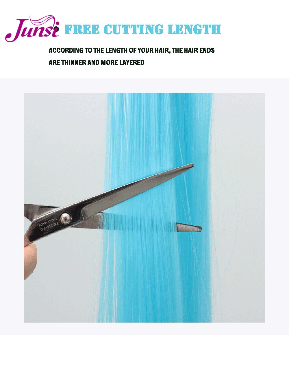 JUNSI Colored Hair Strands Hair Extension Long Straight Female Rainbow Hair Pieces A Clip Heat Resistant Synthetic Bundles