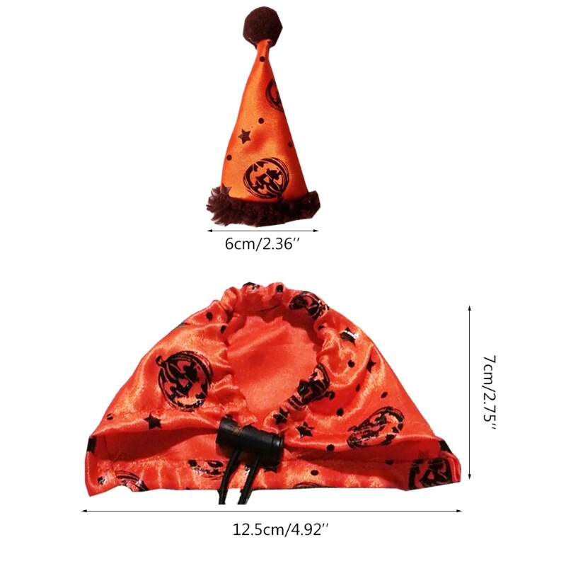 K5DC Lizard Clothes Bearded Dragon Costume Set Orange Halloween Hat and Cloak for Reptiles Resizable Photo Props