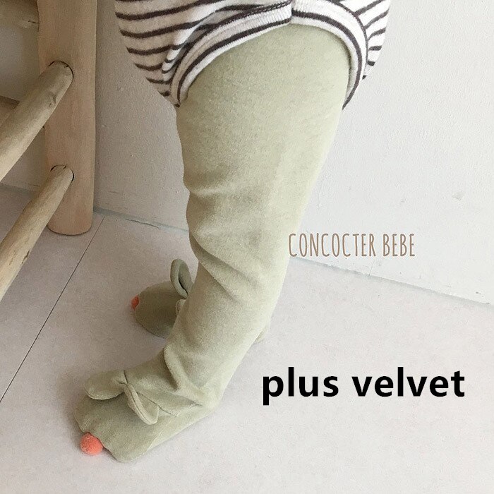 Baby Leggings Ins Herfst Winter Baby Cartoon Plus Fluwelen Warme Broek Meisje Jongen Peuter Leggings: green plus velvet / 18m