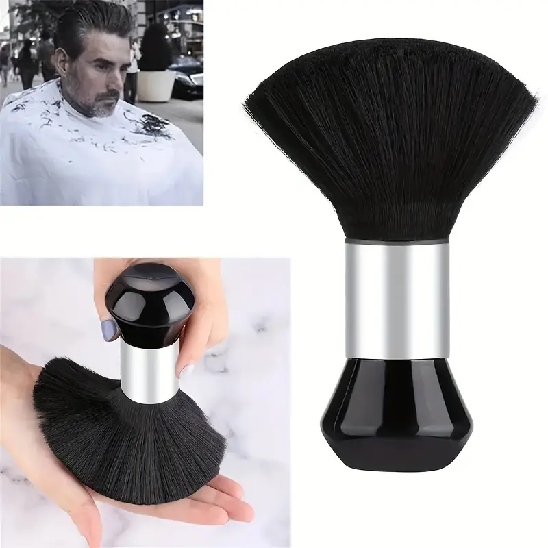 Cepillo suave de peluquería, plumero de limpieza del cabello para el cuello, cepillo de corte de pelo, herramientas de cepillo de corte de pelo para barbería, color negro