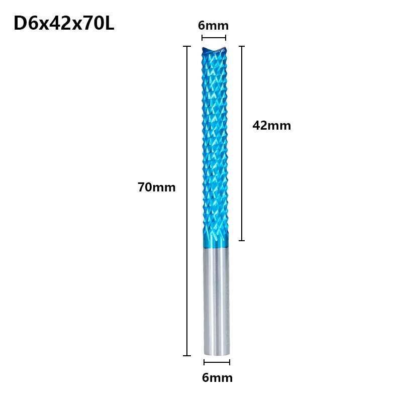 XCAN Corn Milling Cutter 6mm Shank Carbide PCB Milling Bit End Mill Nano Blue Coated CNC Router Bits For Engraving Machine: D6x42x70L