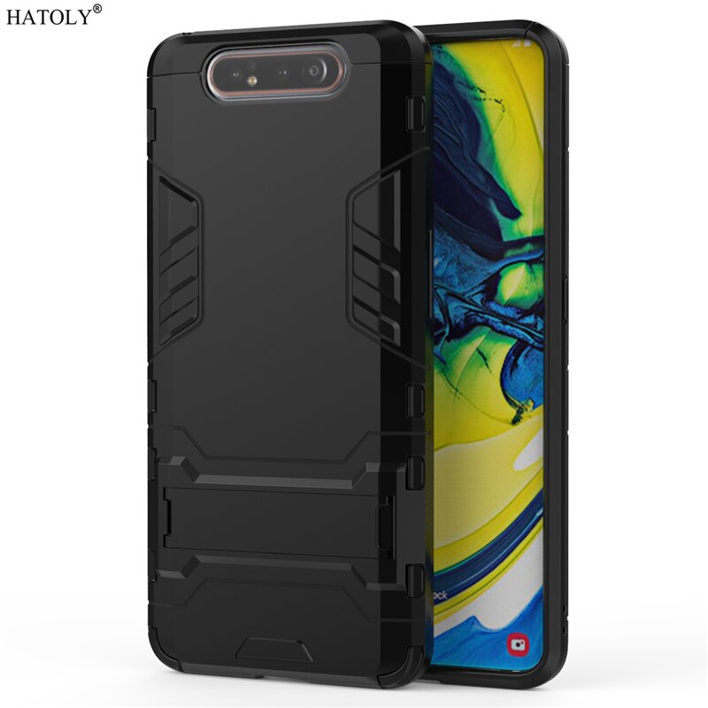 Voor Cover Samsung Galaxy A80 Case Shockproof Armor Cover Voor Samsung Galaxy A80 Silicon Telefoon Bumper Case Voor Samsung Galaxy a80: Darkblack