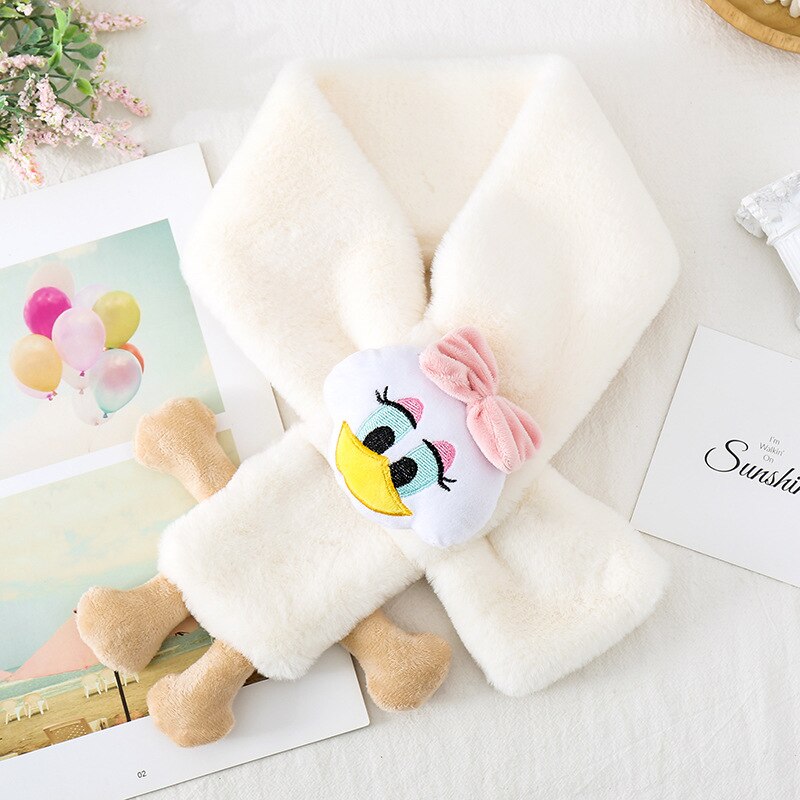 Bavoir couvre-chef en peluche pour femme, Version coréenne, court, , dessin animé, mignon, pour garçons et filles, étudiant et enfant, mignon, D54: White duck