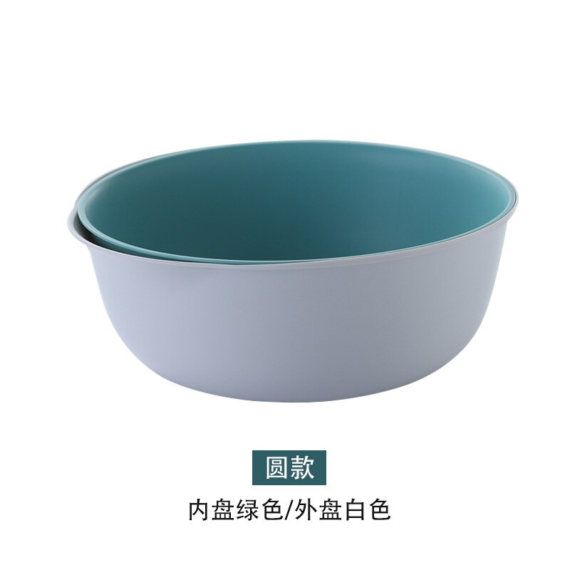 Escurridor comida filtro fruta colador de colador arroz vegetal escurridor cocina colador de doble-capa de plástico: Gray Green Round