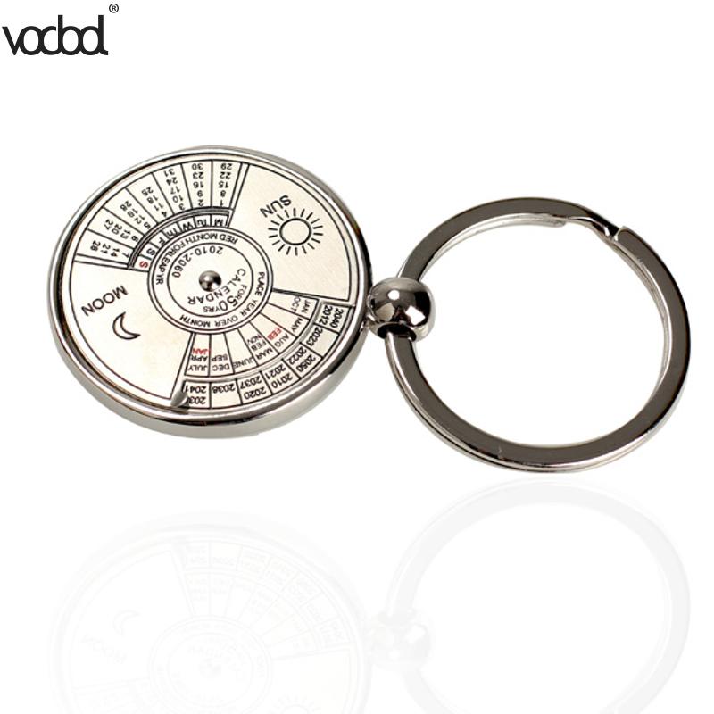 50 år mini evig kalender nøglering ur ring unik metal nøglering kalender metal nøglering dato og uge ur