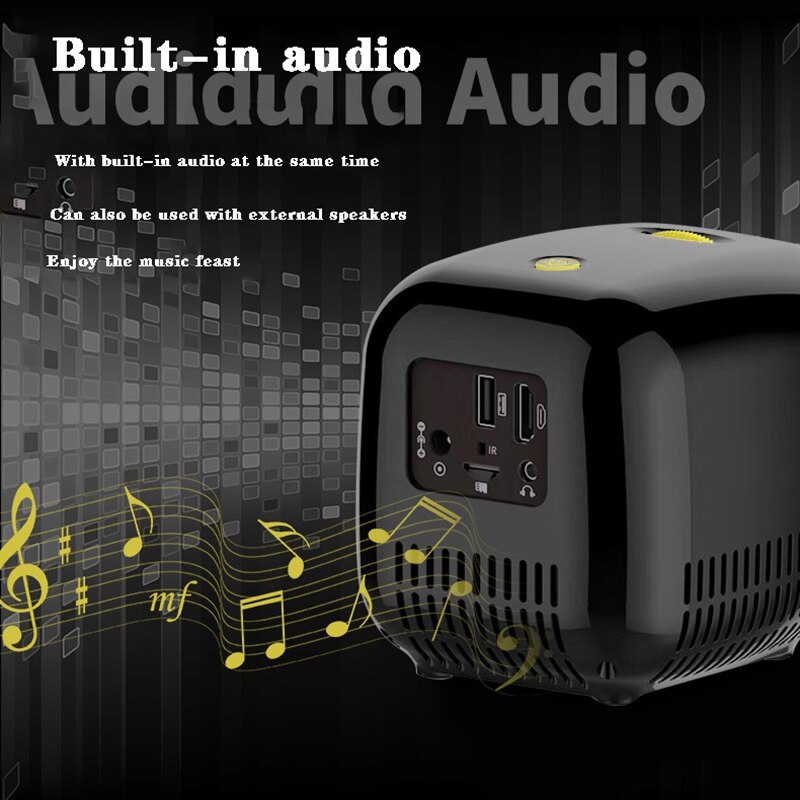 L1 Mini Projector for Office Home Hd Movie Projector 1080P Stereo Video Projector Mini Yellow Black Projector(US Plug)