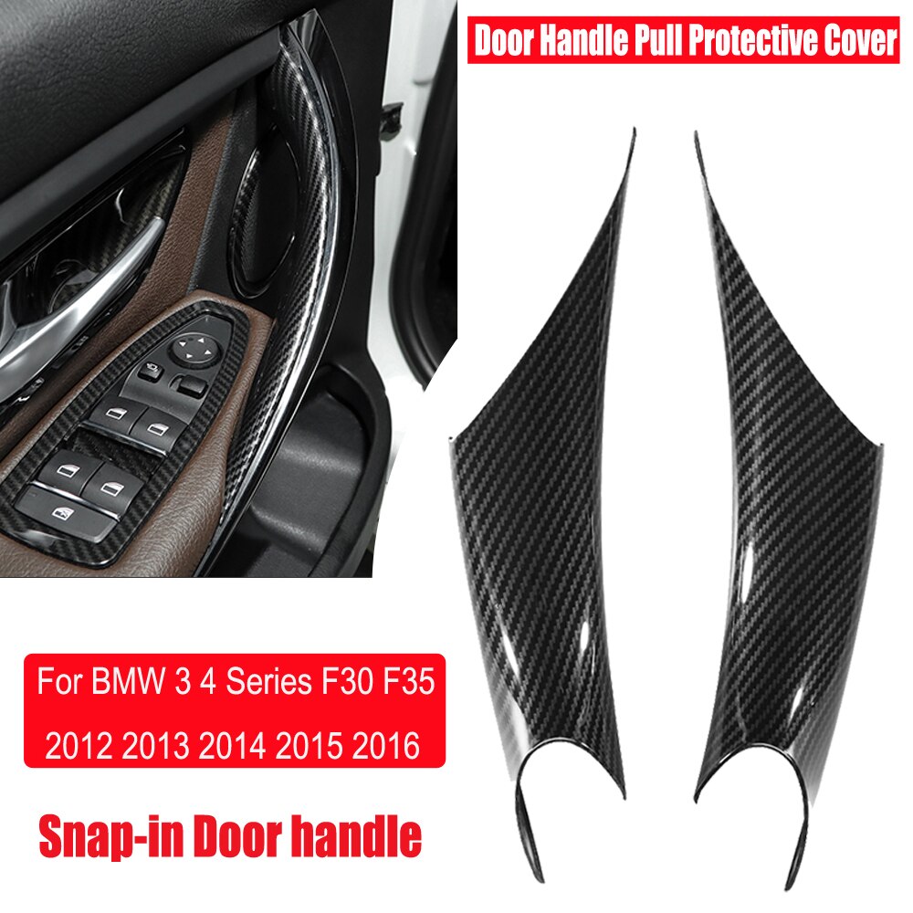Auto Snap-In Interieur Deurklink Beschermen Trim Pull Carbon Textuur Voor Bmw 3 4 Serie F30 F31 f32 F33 F34 F35 F80 F82 -19