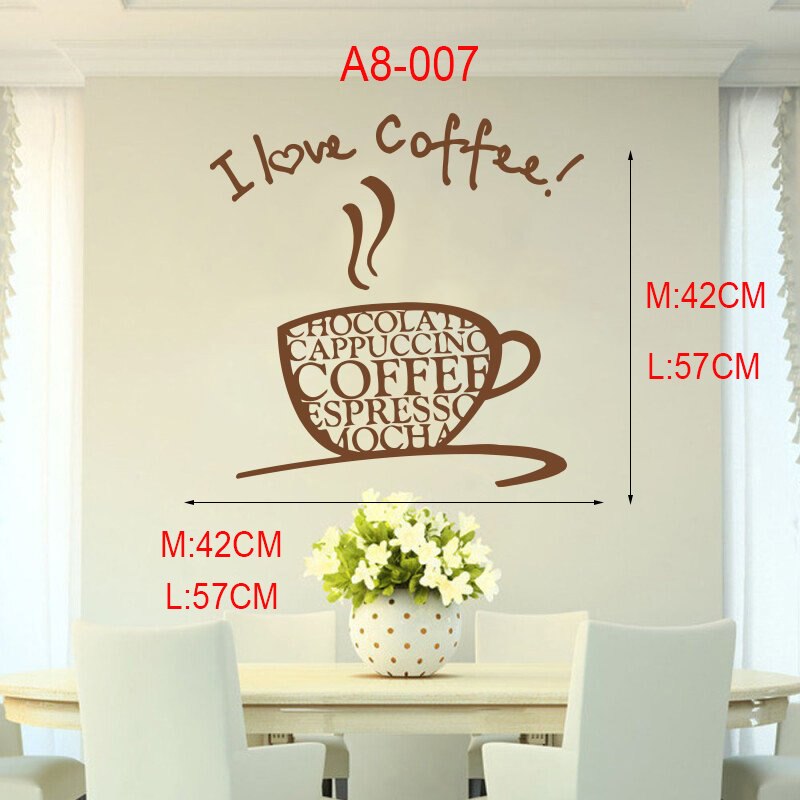 Coffee, drink, cappuccino, drink, grains, cafe,Food, Wall Decal Window Sticker Handmade A8-003: A8-007 / 42