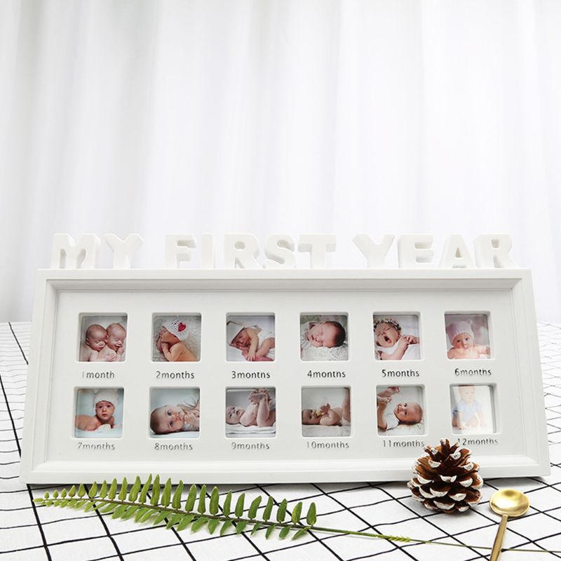 Gjør selv 0-12 måneder baby "mitt første år" bilder suvenirer til minne om barn som vokser hukommelse display plast fotoramme