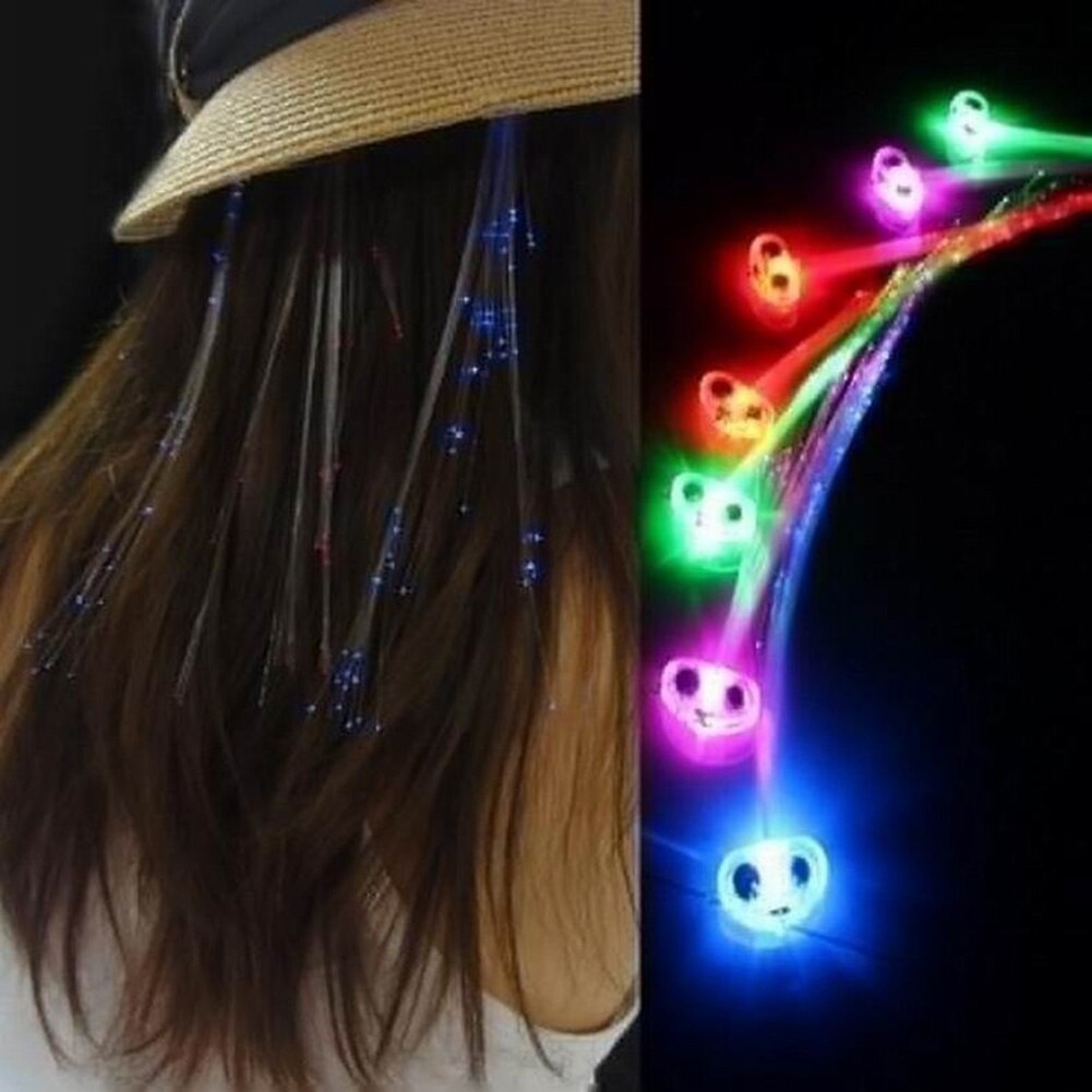 Luces LED trenzadas para niñas, fibra óptica luminosa, decoración de horquilla para de Halloween, Bar, decoraciones navideñas