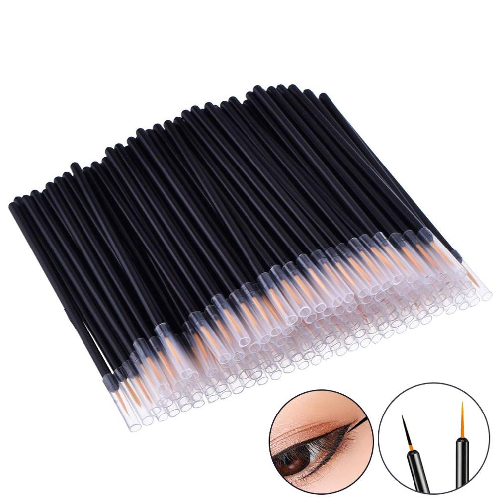 100pcs Disposable Eyeliner Brushes Individual Applicator Superfine Fibre Swab Eye Liner Liquid Wand Eye Liner Brush: yellow