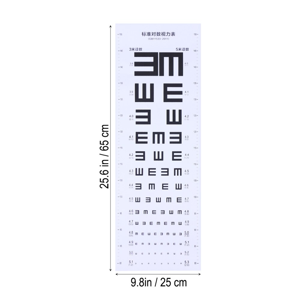 Thick Eye Chart Visual Testing Chart for Home School (White)