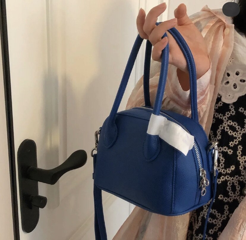 Bolso de hombro tipo bandolera pequeño para mujer, Bolso pequeño de piel sintética azul a la , Mini bolso de mano Vintage