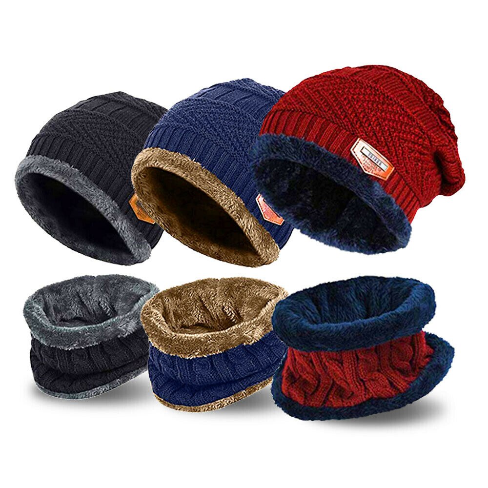 Juegos de gorro y bufanda abrigados de invierno para hombre, Set de bufanda de punto suave, gorros, gorros para mujer, gorros de punto Unisex, gorros de ganchillo, nueva
