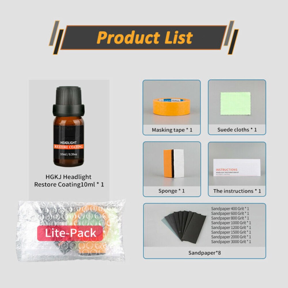 10 Ml Car Headlight Lens Restoration System Repair Kit Eco-friendly Plastic Car Light Polishing Cleaner Accessories