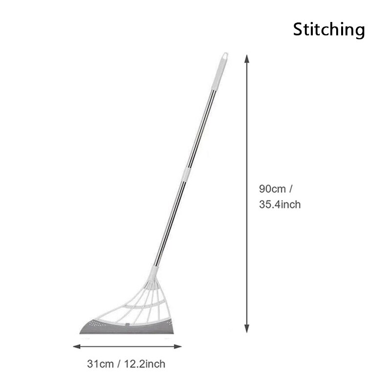 Rubber Broom Hand Push Sweeper Magic Broom Floor Wiper Squeegee for Floor Cleaning Floor Squeegee Sweeping Brush Pet Hair Broom: grey A