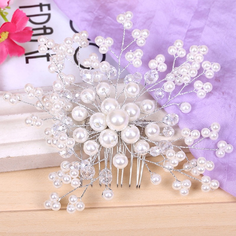 Wedding Hair Accessories Bridesmaid Bridal Hair Accessories Pearl Crystal Tiara Wedding Decoration hair jewelry Hairpins