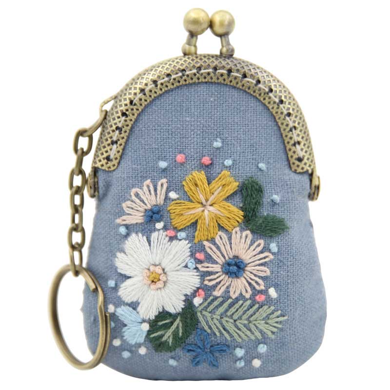 DIY Flower Necklace Mini Embroidery Bag Kit Embroidery Key chain Cross Stitch Sets Needlework Swing Craft Friend Unfinished: 11