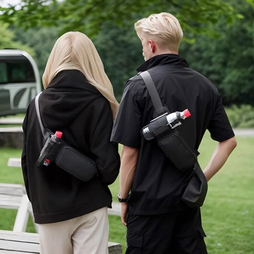 Wodoodporny pas robić biegania z tkaniny Oksford z torbą na bidon, sportowa torba na ramię, czarna regulowana torba crossbody robić biegania.