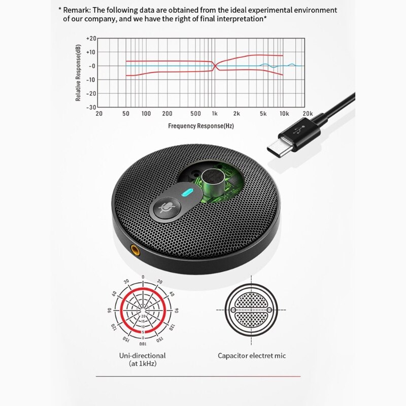 Conference Microphone Omnidirectional PC Computer Condenser Mic for Meeting