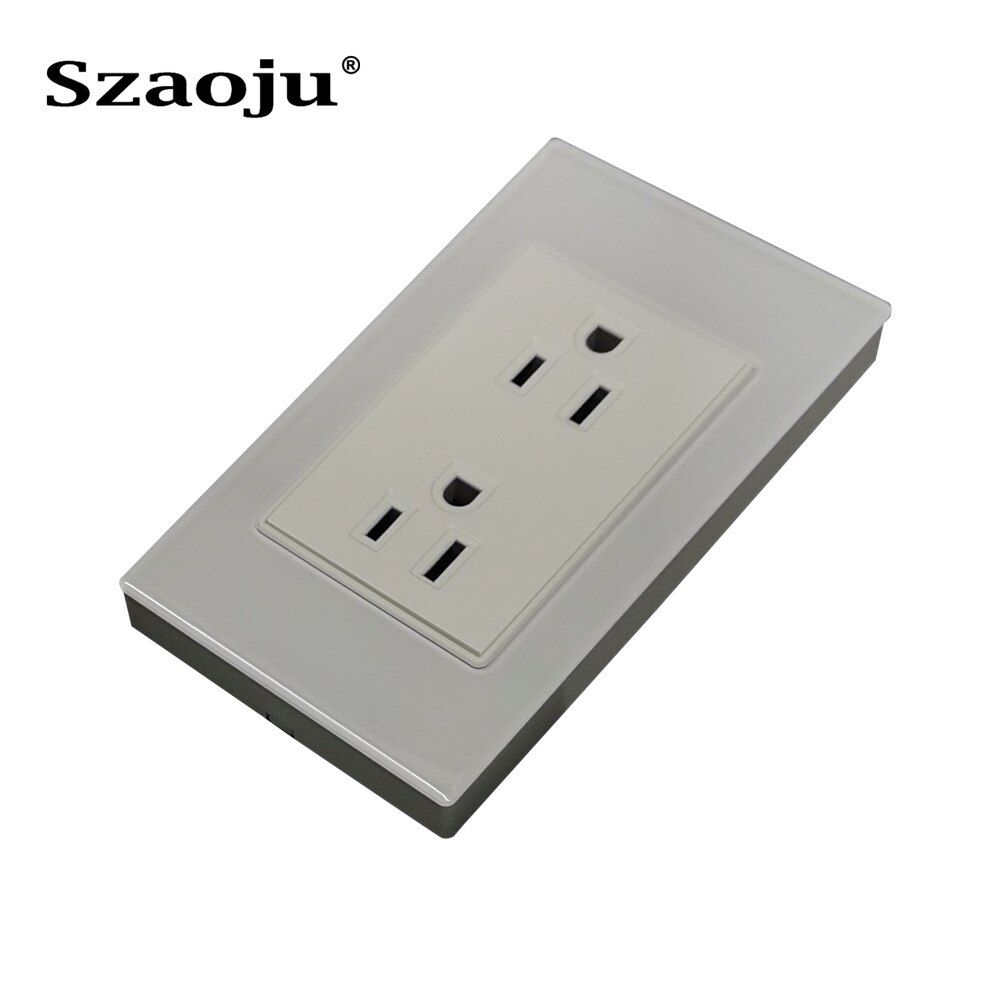 Szaoju Wall Socket Luxury 2.5D Crystal Glass Panel Multi Function,15 Amp US Standard Duplex Receptacle, 110v-127v-250v Adaptable: 110-127-250V Type