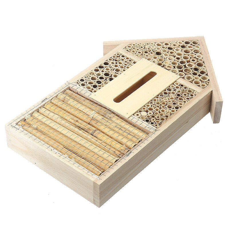 Insect Butterfly Bee Wooden House Natural Garden Bug Nest Hanging Shelter Garden Insects Box Beekeeping Supplies