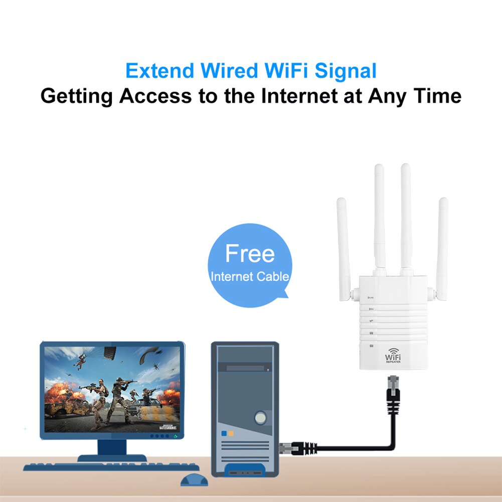 Dual Band WiFi Booster Range Extender Wireless WD-R1205U 1200M WiFi AP UK Plug for Household Computer Safety Parts