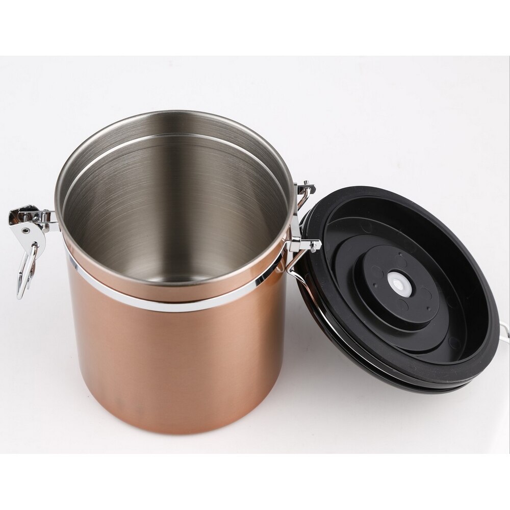 Stainless Steel Sealed Tank Coffee Bean Tea Storage Storage Box Container Dried Fruit Airtight Cans with Exhaust Valve