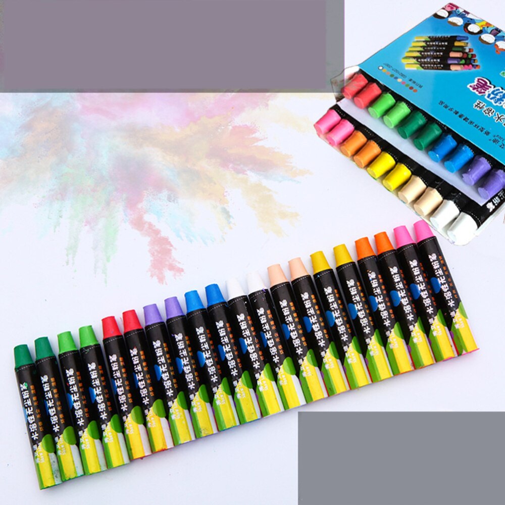 20pcs Water-based Dust-free Chalk Practical Chalk for School Home Kindergarten (10 Colors)