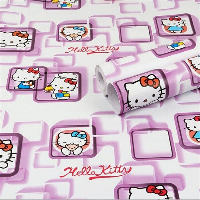 45 CM X 1000 CM HelloKitty Waterdichte PVC zelfklevende behang muurstickers woonkamer TV muur slaapkamer kids creatieve: Marineblauw