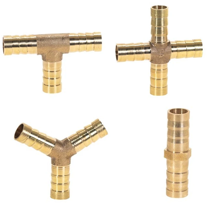 1 pcs 4mm-19mm Brass Fitting Coppers Pagoda Connector Pipe Fittings 2 3 4 Way Straight/L/Tee/Y/Cross For Gas/Water Tube