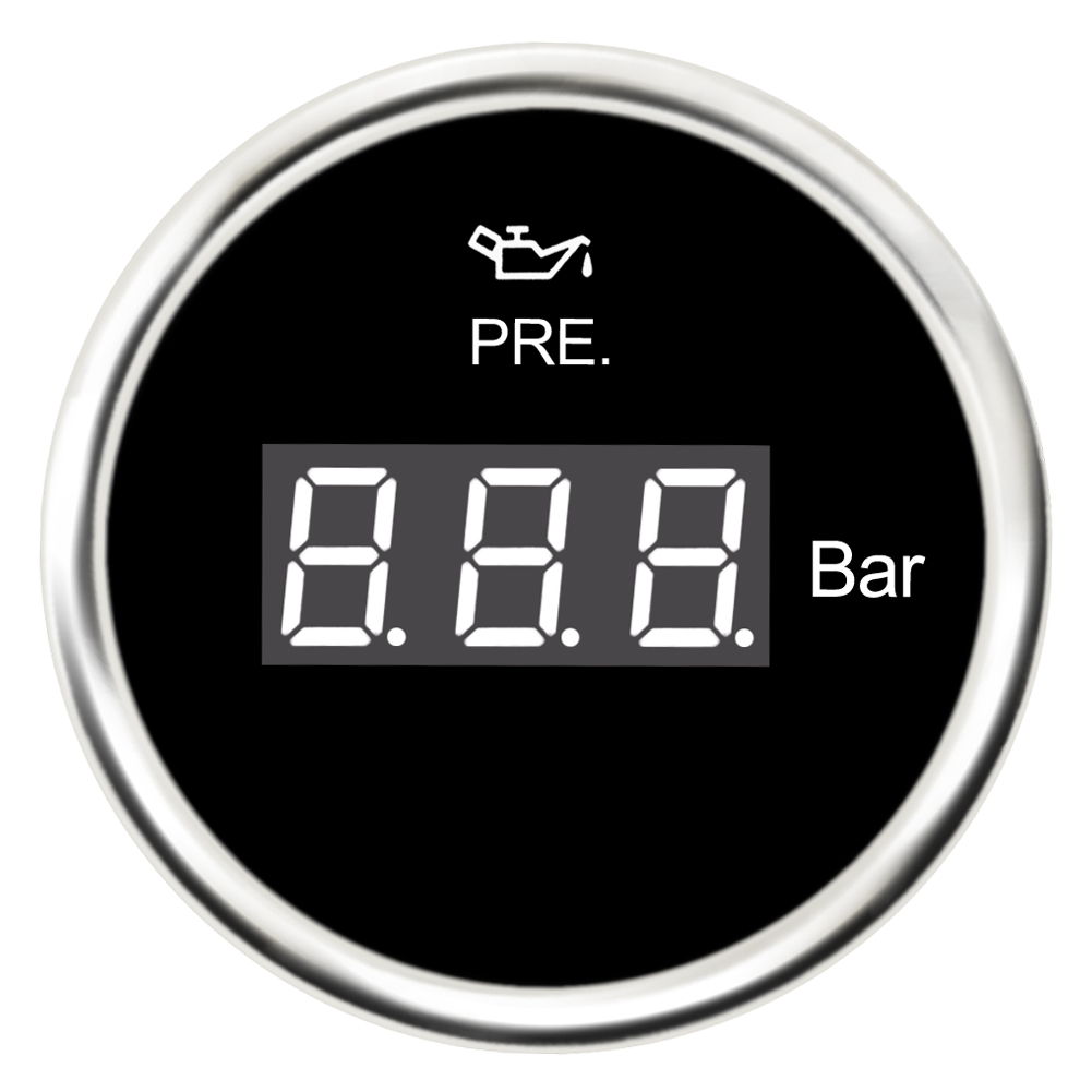 2 Inch 52MM Digital Oil Pressure Gauge 0-10 Bar 12V/24V Marine Oil Pressure Meter With Alarm Meter For Auto Car Boat Yacht Truck