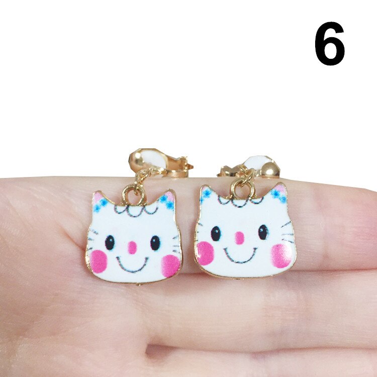 Clip On Earrings Kids Cute Cartoon Animal Cat Ear No Piercing Ear Rings For Children Jewelry Korean Ear Clip For Girls