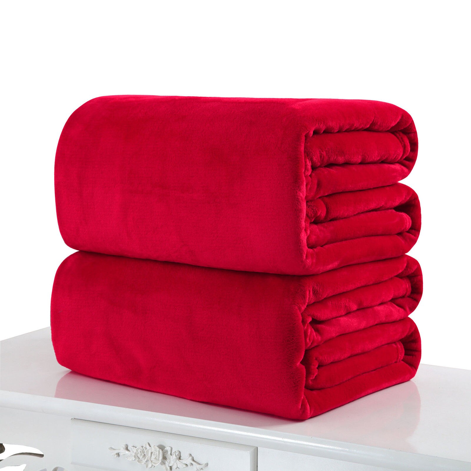 Small Super Warm Solid Micro Plush Fleece Blanket Throw Rug Sofa Bedding Office Household Kid Blanket: Red