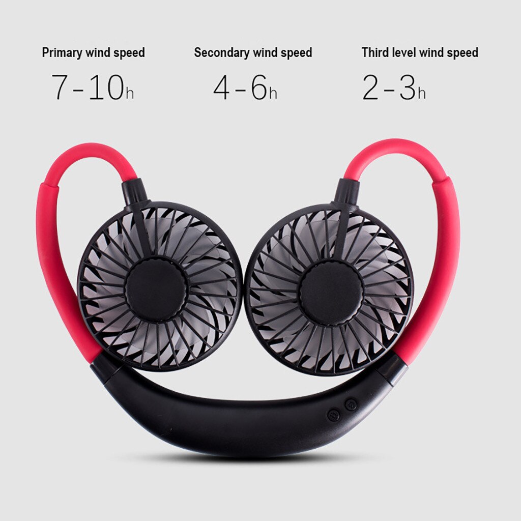 Usb Led Light Rechargeable Neckband Lazy Neck Hanging Style Dual Cooling Colorful Multi-function Mini Neck Hung Headset Shape
